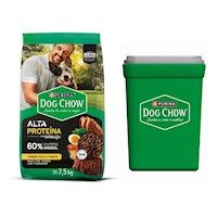 Alimento Para Perros Dog Chow Alta Proteína 7.5kg + contenedor